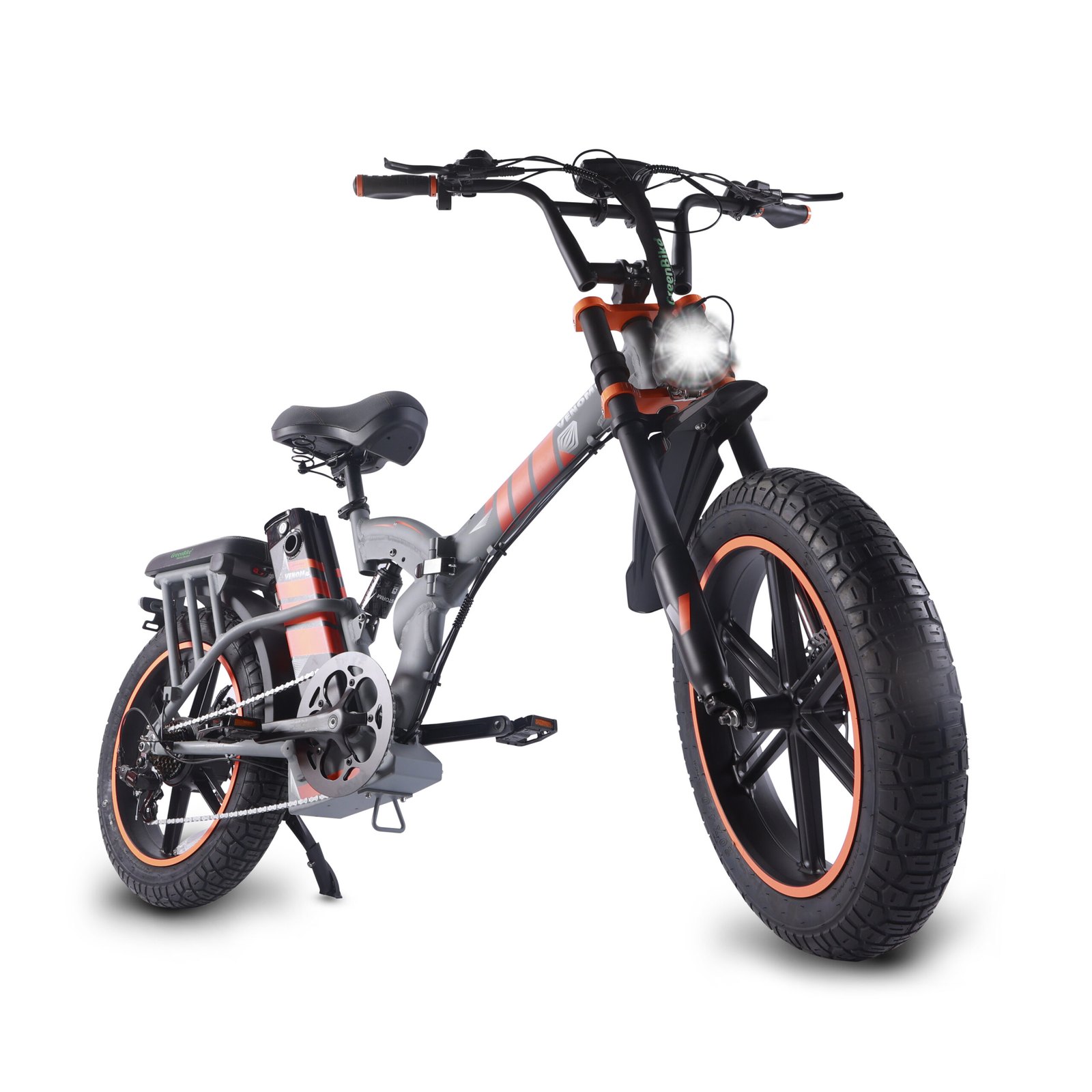 אופניים חשמליים GreenBike VENOM FS4 בצבע אפור כתום