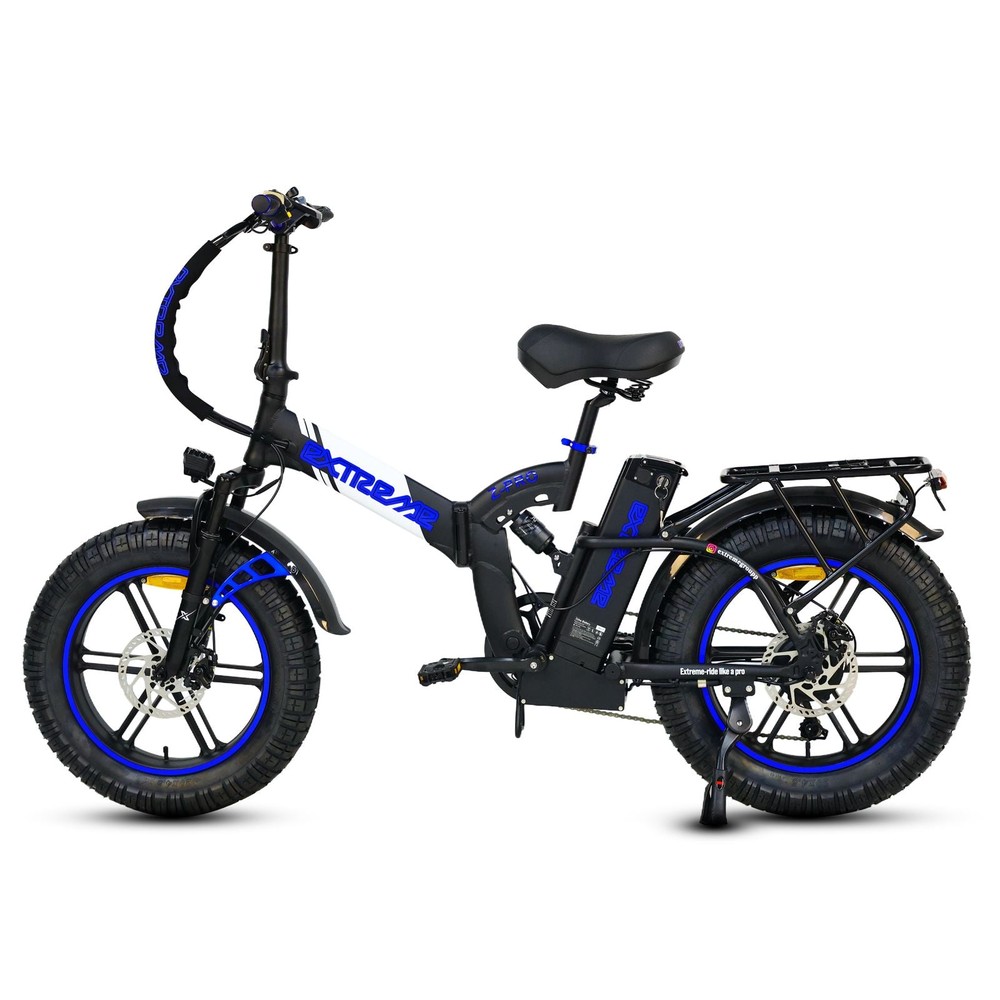 Extreme Z PRO 48V 21Ah במבט צד מהכיוון השני, עם בולם זעזועים אחורי, כיסא רחב וסבל אחורי