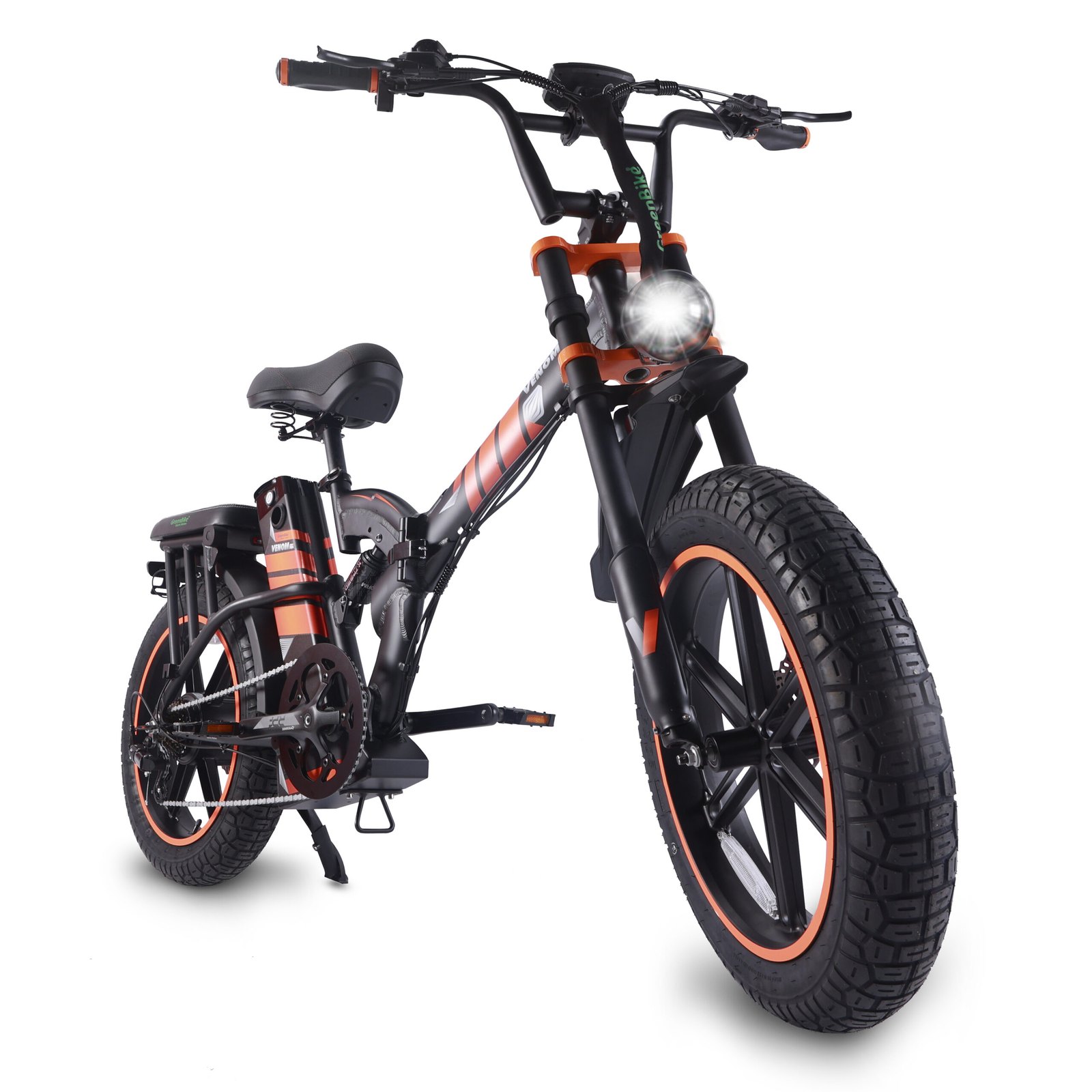 אופניים חשמליים GreenBike VENOM FS4 בצבע שחור כתום